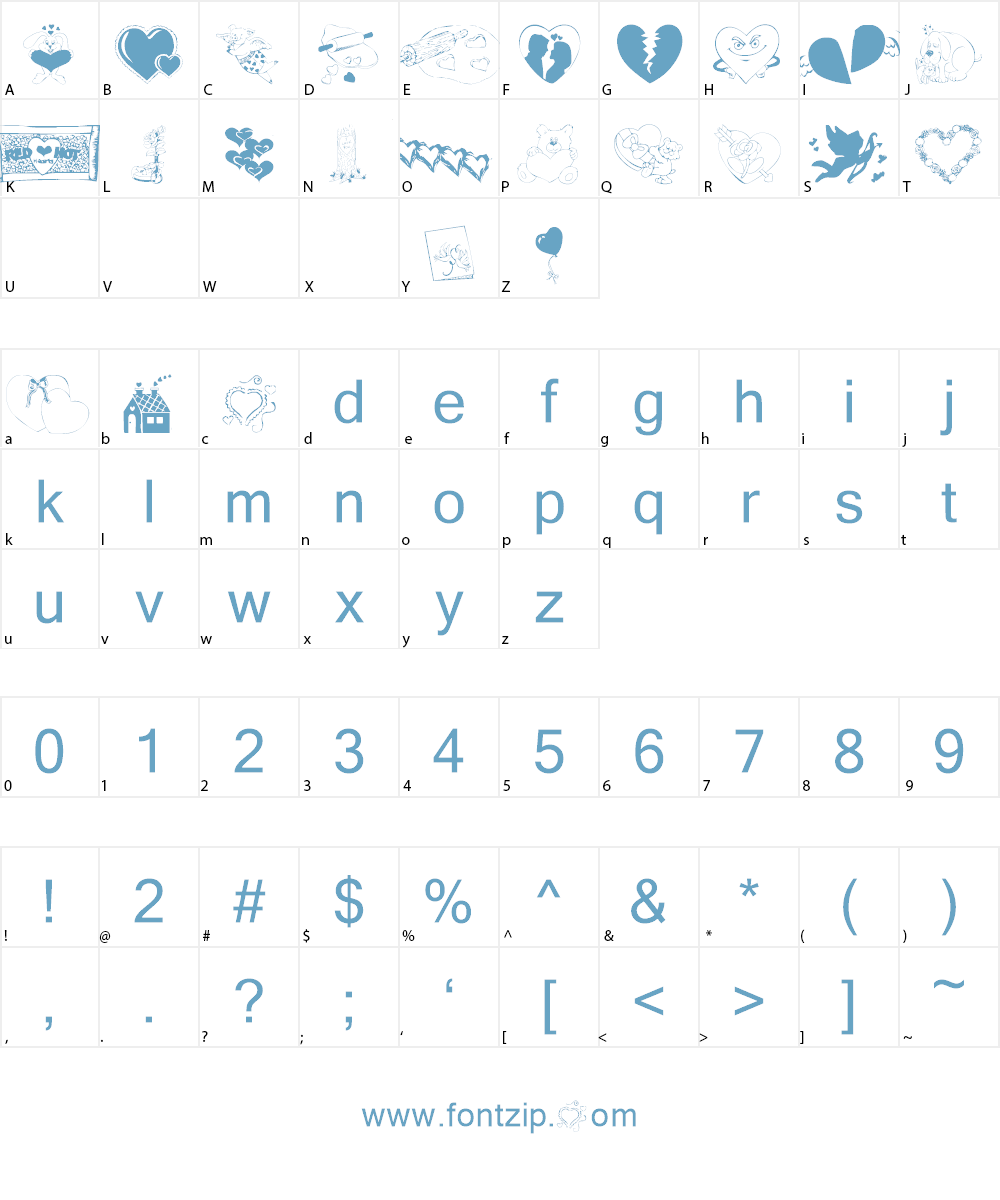 KR Belated Valentine Font Character